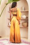 Papa Don't Preach Pret_Yellow Taffeta Embellished Stone Square Summer Ombre Pant Set _Online_at_Aza_Fashions