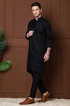 Shop_MENERO_Black Pure Cotton Pintucks Solid Kurta With Pant _at_Aza_Fashions