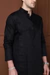 MENERO_Black Pure Cotton Pintucks Solid Kurta With Pant _Online_at_Aza_Fashions