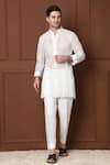 Buy_MENERO_White Georgette Embroidered Thread Geometric Short Kurta With Pant _at_Aza_Fashions