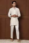 Shop_MENERO_White Georgette Embroidered Thread Scallop Short Kurta With Pant For Kids For Kids_at_Aza_Fashions