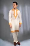 Buy_MENERO_White Cotton Silk Embroidery Dori Seher Ambrosia Kurta With Pyjama _at_Aza_Fashions