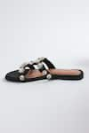 Elviraa By Pranali A Oswal_Black Stone Embellished Strap Flats _Online_at_Aza_Fashions