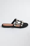 Buy_Elviraa By Pranali A Oswal_Black Stone Embellished Strap Flats _Online_at_Aza_Fashions