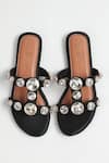 Buy_Elviraa By Pranali A Oswal_Black Stone Embellished Strap Flats _at_Aza_Fashions