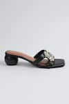 Buy_Elviraa By Pranali A Oswal_Black Stone Embellished Round Block Heels _Online_at_Aza_Fashions