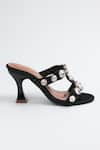 Elviraa By Pranali A Oswal_Black Stone Embellished T-strap French Heels _Online_at_Aza_Fashions