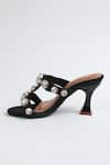 Shop_Elviraa By Pranali A Oswal_Black Stone Embellished T-strap French Heels _at_Aza_Fashions