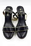 Buy_Elviraa By Pranali A Oswal_Black Plain Jute Striped Wedges _at_Aza_Fashions