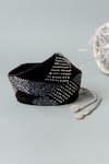 Mehraki_Black Cutdana The Slate Sparkle Embroidered Belt _Online_at_Aza_Fashions