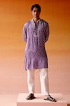 Buy_Twenty Nine_Purple Gajji Silk Embroidered Mirror Bandhani Kurta And Pant Set _at_Aza_Fashions