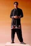 Buy_Twenty Nine_Black Silk Embroidered Figurine Motif Kurta Pant Set _at_Aza_Fashions