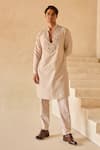 Buy_Twenty Nine_Beige Silk Embroidered Mirror Kurta And Pant Set _at_Aza_Fashions