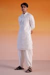 Buy_Twenty Nine_White Georgette Embroidered Mirror Straight Kurta And Salwar Set _Online_at_Aza_Fashions