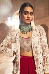 Buy_Ridhima Bhasin_Ivory Pure Organza Embellished Pearl Amber Floral Cutwork Pant Set  _Online_at_Aza_Fashions