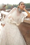 Ridhima Bhasin_Ivory Organza Embellished Shirin Scallop Bridal Lehenga Blouse Set  _Online_at_Aza_Fashions