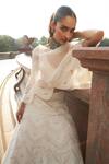 Ridhima Bhasin_Ivory Organza Embellished Shirin Scallop Bridal Lehenga Blouse Set  _at_Aza_Fashions