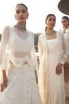 Buy_Ridhima Bhasin_Ivory Organza Embellished Shirin Scallop Bridal Lehenga Blouse Set  