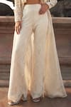 Ridhima Bhasin_Ivory Organza Embellished Pearl Jacket Laiqa Work Flared Pant Set  _at_Aza_Fashions