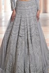 Ridhima Bhasin_Grey Pure Organza Embroidery Sequin U Zreh Chevron Bridal Lehenga Set  _Online_at_Aza_Fashions