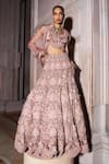 Buy_Ridhima Bhasin_Pink Pure Organza Embellished Floral Anaya Bridal Lehenga Set  _at_Aza_Fashions