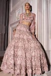 Shop_Ridhima Bhasin_Pink Pure Organza Embellished Floral Anaya Bridal Lehenga Set  _Online_at_Aza_Fashions