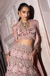 Ridhima Bhasin_Pink Pure Organza Embellished Floral Anaya Bridal Lehenga Set  _at_Aza_Fashions