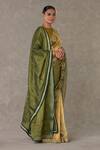 Masaba_Green Saree And Blouse Tissue Printed Paan Bordered Set With Unstitched Piece_Online_at_Aza_Fashions