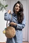 Buy_DHAAGA LIFE_Beige Cowrie Shells Tassels Aztec Full Moon Sun Jute Clutch Bag _Online_at_Aza_Fashions