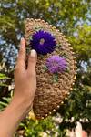 DHAAGA LIFE_Gold Beads Phool Embroidered Half Moon Clutch_Online_at_Aza_Fashions