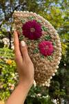 Buy_DHAAGA LIFE_Beige Woven Bouquet Thread Embroidered Clutch_at_Aza_Fashions