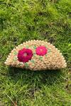 Shop_DHAAGA LIFE_Beige Woven Bouquet Thread Embroidered Clutch_at_Aza_Fashions