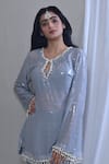 Buy_Mirkashi_Grey Kurta And Bell Bottom Pant Sequins Georgette Short Set  