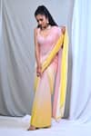 Shop_Mirkashi_Pink Blouse Sequins Georgette Ombre Pre-draped Saree With  _Online_at_Aza_Fashions