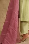 Trendy tokari_Green Kurta Silk Tissue Embroidery Resham V Neck Zari Work Set _at_Aza_Fashions