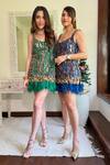 Buy_DILNAZ_Emerald Green Lycra Net Embroidery Sequin Applique Round Dress  