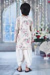 Shop_Little Bansi_Cream Cotton Print Blossom Kurta With Dhoti _at_Aza_Fashions