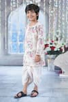 Buy_Little Bansi_Cream Cotton Print Blossom Kurta With Dhoti _Online_at_Aza_Fashions