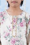 Shop_Little Bansi_Cream Cotton Print Blossom Kurta With Dhoti _Online_at_Aza_Fashions