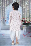 Shop_Little Bansi_Beige Cotton Print Ditsy Bloom Kurta With Dhoti _at_Aza_Fashions