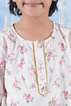 Buy_Little Bansi_Beige Cotton Print Ditsy Bloom Kurta With Dhoti _Online_at_Aza_Fashions