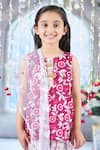 Buy_Little Bansi_Maroon Cotton Print Phool Embellished Kurta Set 