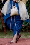 Shop_Ruchira Nangalia_Blue Cotton Lurex Embellished Gota V Neck Tulip Dhoti Kurta Set _Online_at_Aza_Fashions