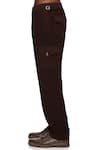 PARESH LAMBA SIGNATURES_Brown Cupro Plain Patch Pocket Trouser  _Online_at_Aza_Fashions