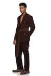 PARESH LAMBA SIGNATURES_Brown Cupro Plain Patch Pocket Trouser  _at_Aza_Fashions