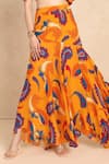 Style Junkiie_Yellow Crepe Viscose Print Mango Paisley Skirt _Online_at_Aza_Fashions