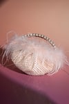 Buy_House of Bio_Peach Crystal Nora Feathered Embellished Bag _at_Aza_Fashions