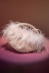 Shop_House of Bio_Peach Crystal Nora Feathered Embellished Bag _at_Aza_Fashions