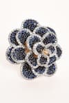 Samyukta Singhania_Blue American Diamond Embellished Rose Cut Work Ring _Online_at_Aza_Fashions