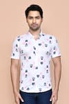 Buy Aryavir Malhotra White Nylon Faces Print Shirt Online at Aza Fashions Buy_Aryavir Malhotra_White Nylon Faces Print Shirt _Online_at_Aza_Fashions
